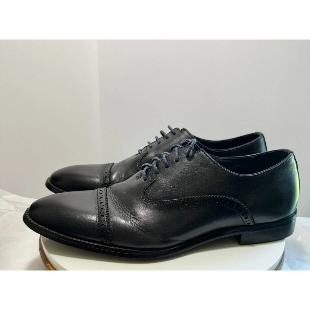 Vintage Foundry Co. Leather Business Career Cap Toe Oxfords Men 10 Midnight Navy